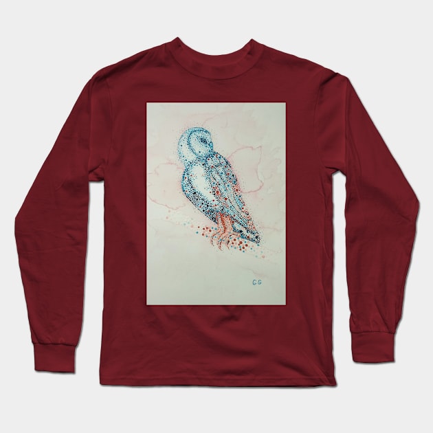 Owl in pointillism - originally created in acrylics Long Sleeve T-Shirt by GarryGreenwood